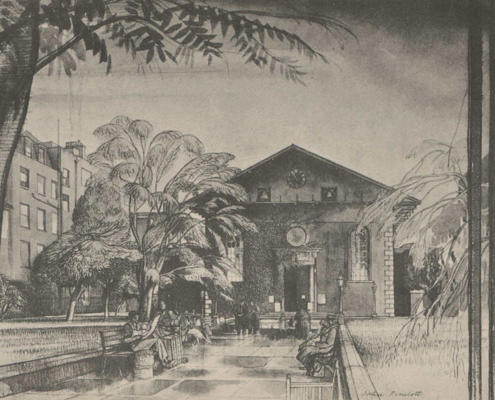 COVENT GARDEN. St. Paul's, by John Pimlott 1947 old vintage print picture